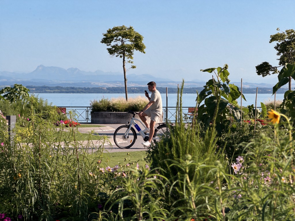 Puncture-resistant tyres for lake-shore rides with peace of mind.